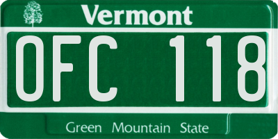 VT license plate OFC118