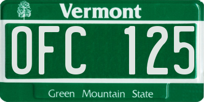 VT license plate OFC125
