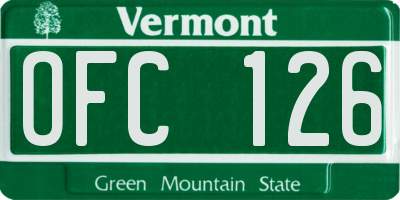 VT license plate OFC126