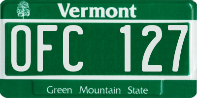 VT license plate OFC127