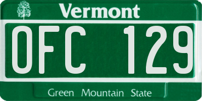 VT license plate OFC129