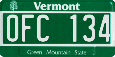 VT license plate OFC134