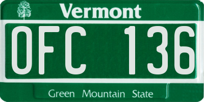 VT license plate OFC136