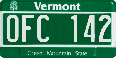 VT license plate OFC142