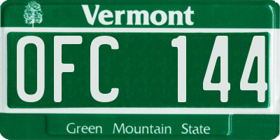 VT license plate OFC144