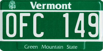 VT license plate OFC149