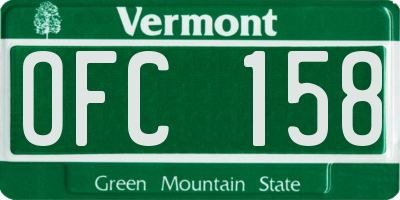 VT license plate OFC158