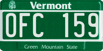 VT license plate OFC159