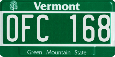 VT license plate OFC168