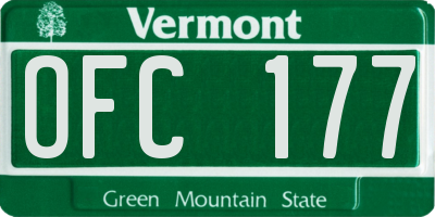 VT license plate OFC177