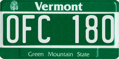 VT license plate OFC180