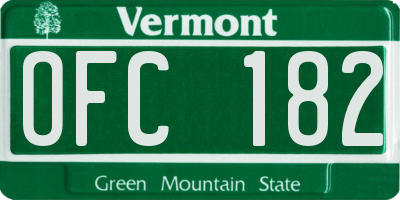 VT license plate OFC182