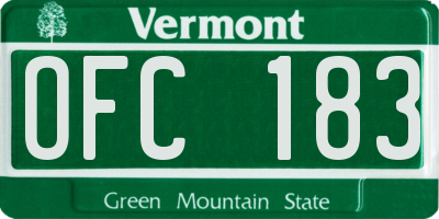 VT license plate OFC183