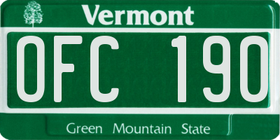 VT license plate OFC190