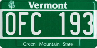 VT license plate OFC193