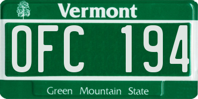VT license plate OFC194