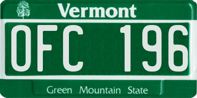 VT license plate OFC196