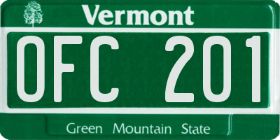 VT license plate OFC201