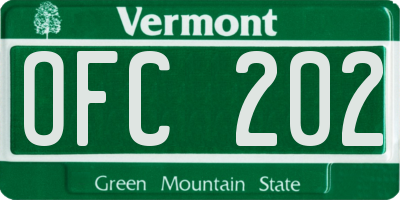 VT license plate OFC202