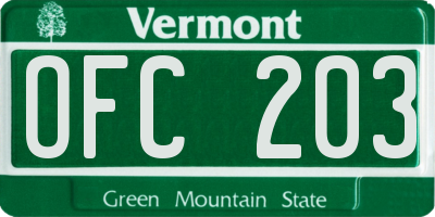 VT license plate OFC203