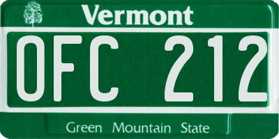 VT license plate OFC212