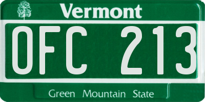 VT license plate OFC213