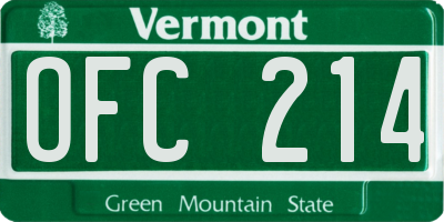 VT license plate OFC214