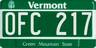 VT license plate OFC217