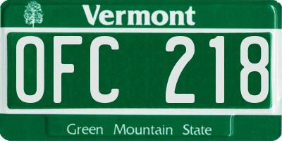 VT license plate OFC218