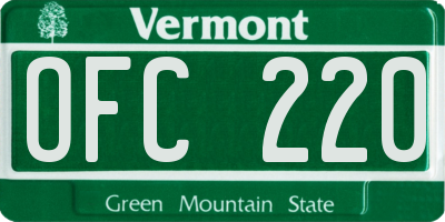 VT license plate OFC220