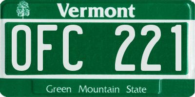 VT license plate OFC221