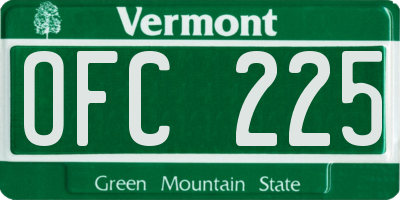 VT license plate OFC225