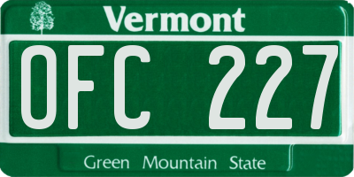 VT license plate OFC227