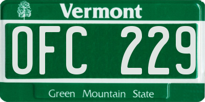 VT license plate OFC229
