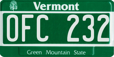 VT license plate OFC232