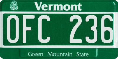 VT license plate OFC236