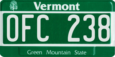 VT license plate OFC238