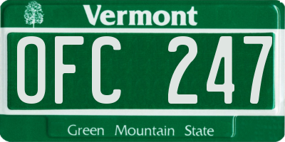 VT license plate OFC247