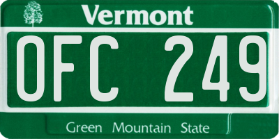 VT license plate OFC249