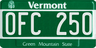 VT license plate OFC250