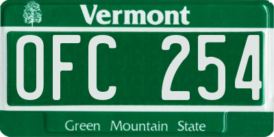 VT license plate OFC254