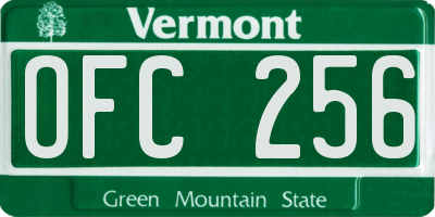 VT license plate OFC256
