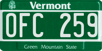 VT license plate OFC259