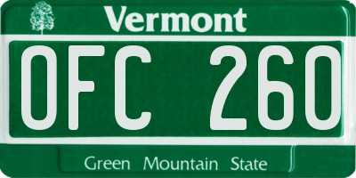 VT license plate OFC260