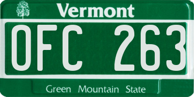 VT license plate OFC263