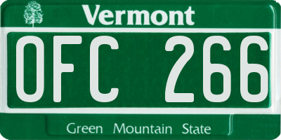 VT license plate OFC266