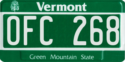 VT license plate OFC268