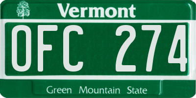VT license plate OFC274