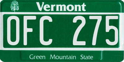 VT license plate OFC275