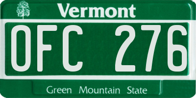 VT license plate OFC276